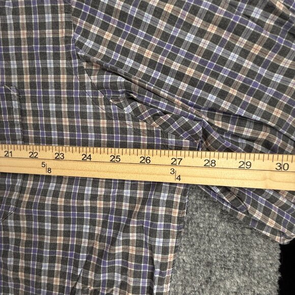Scott Barber 2XL Long Sleeve Button Up Shirt Men Check Blue Gray Cotton Business - Picture 6 of 13